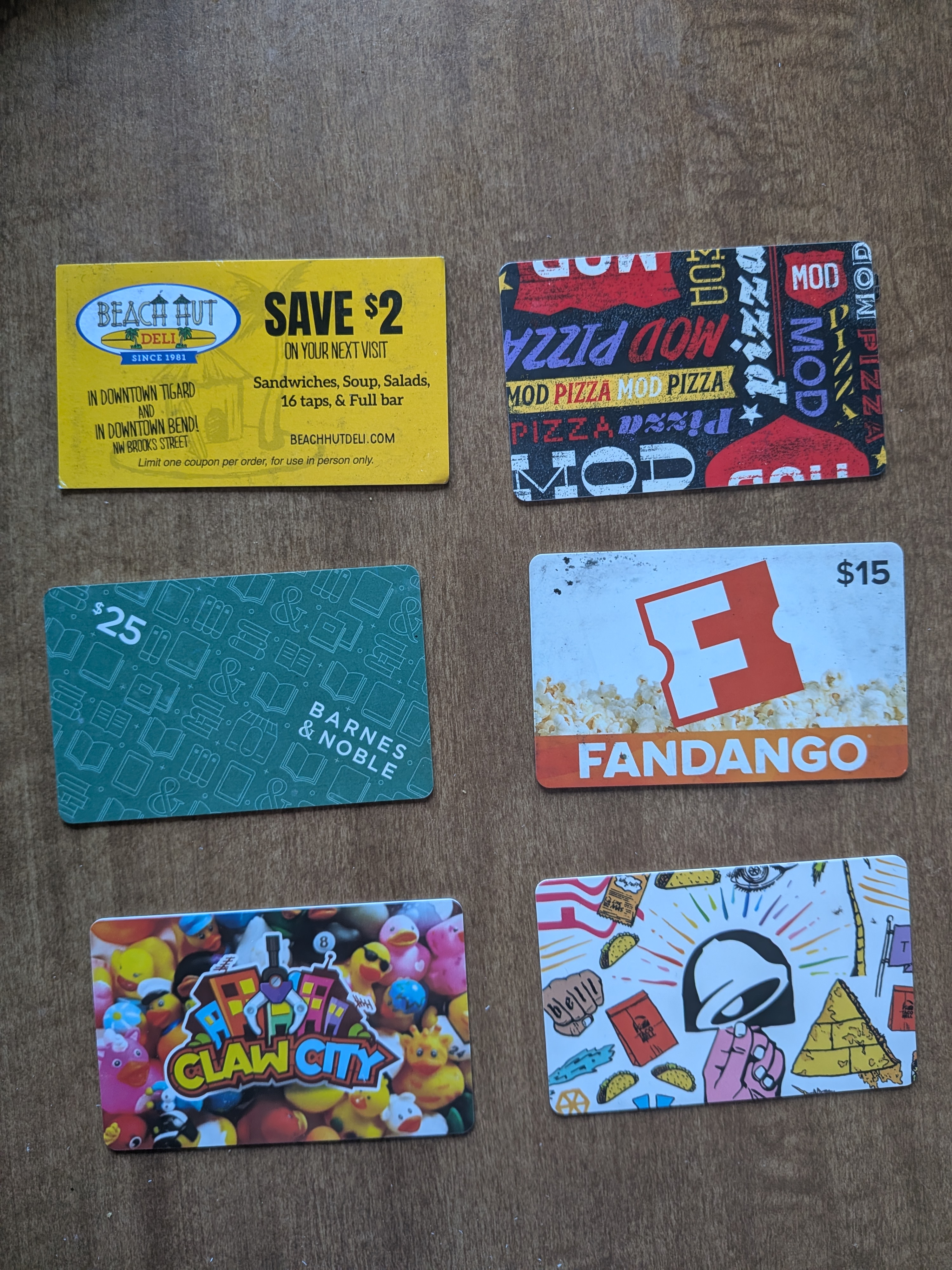 Various Gift Cards
