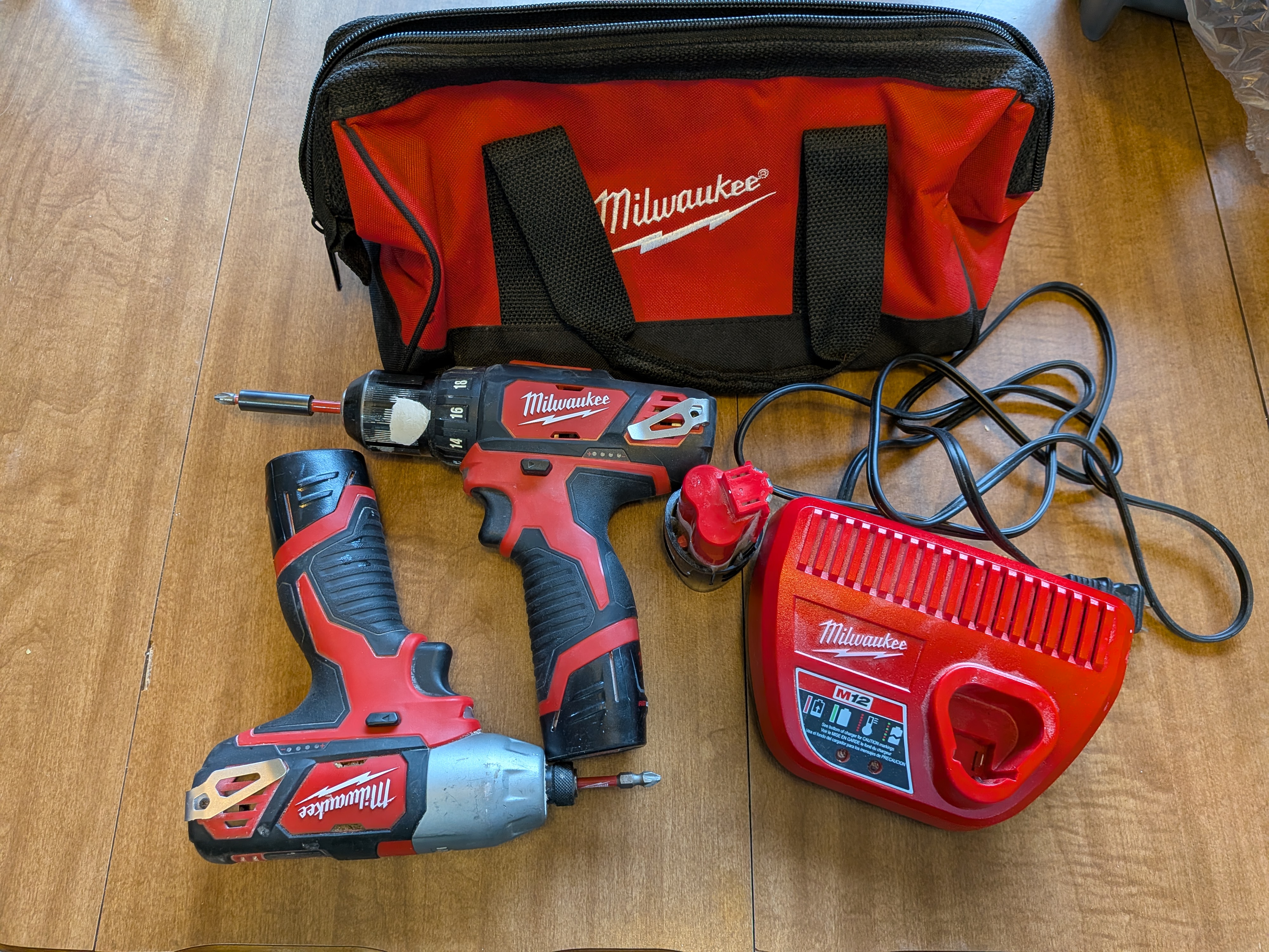 Milwaukee M12 Drill & Impact Driver Combo Kit — 2 Tools, 3 Batteries, Charger, Bag