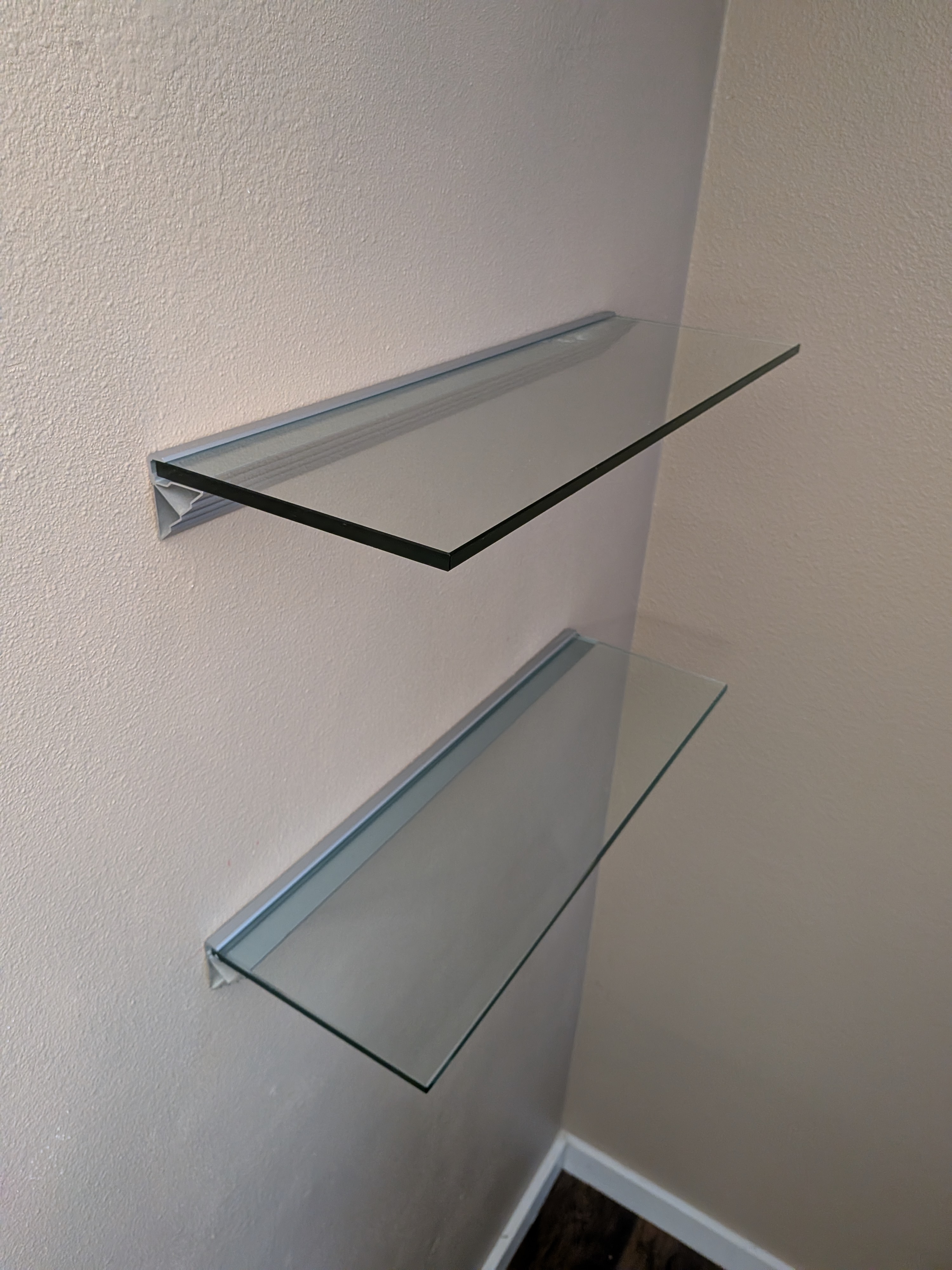 2 Glass Floating Wall Shelves with Hardware
