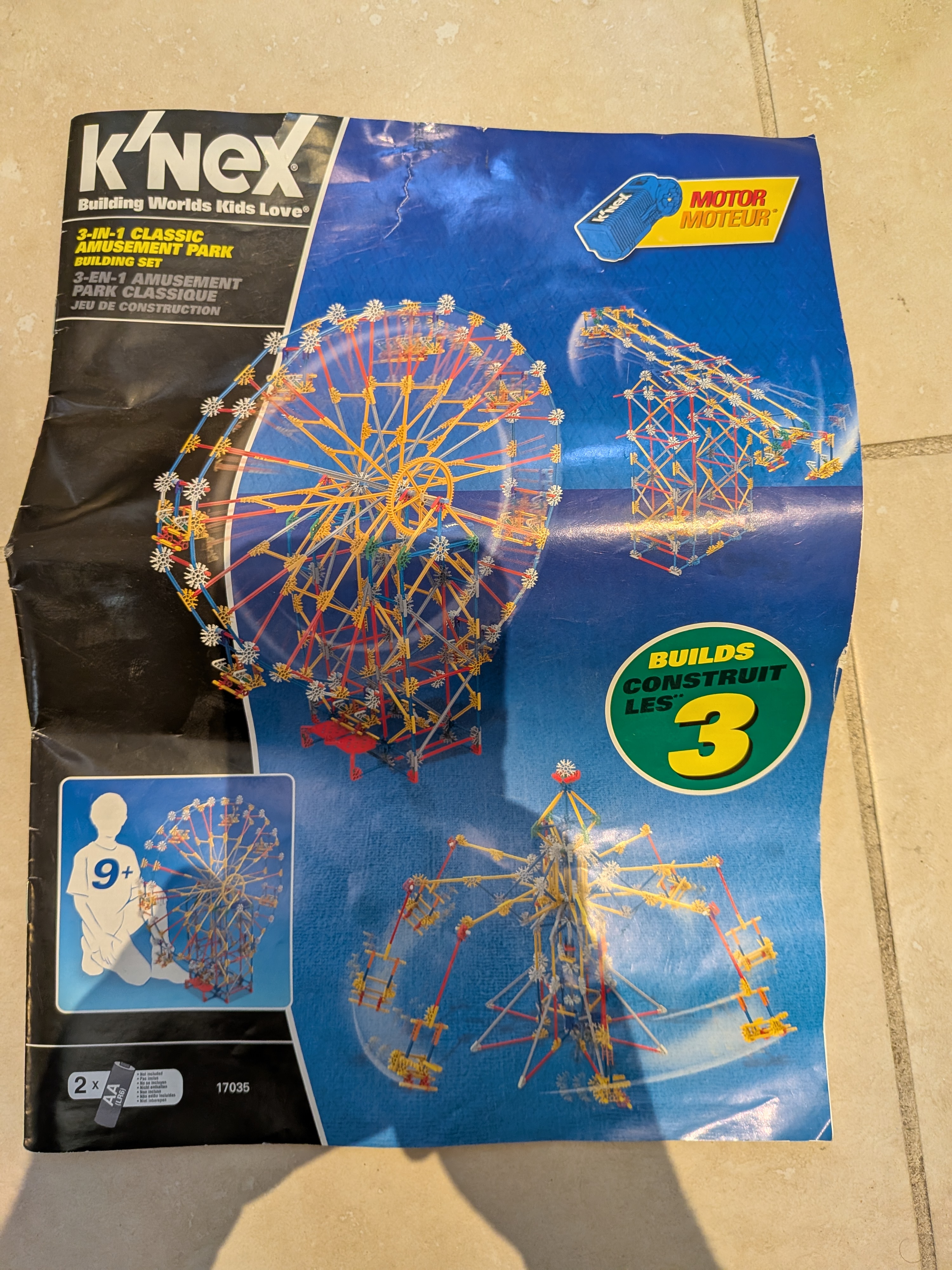 Large Lot of K'Nex Building Set Pieces, Sorted, with Motors and Instructions