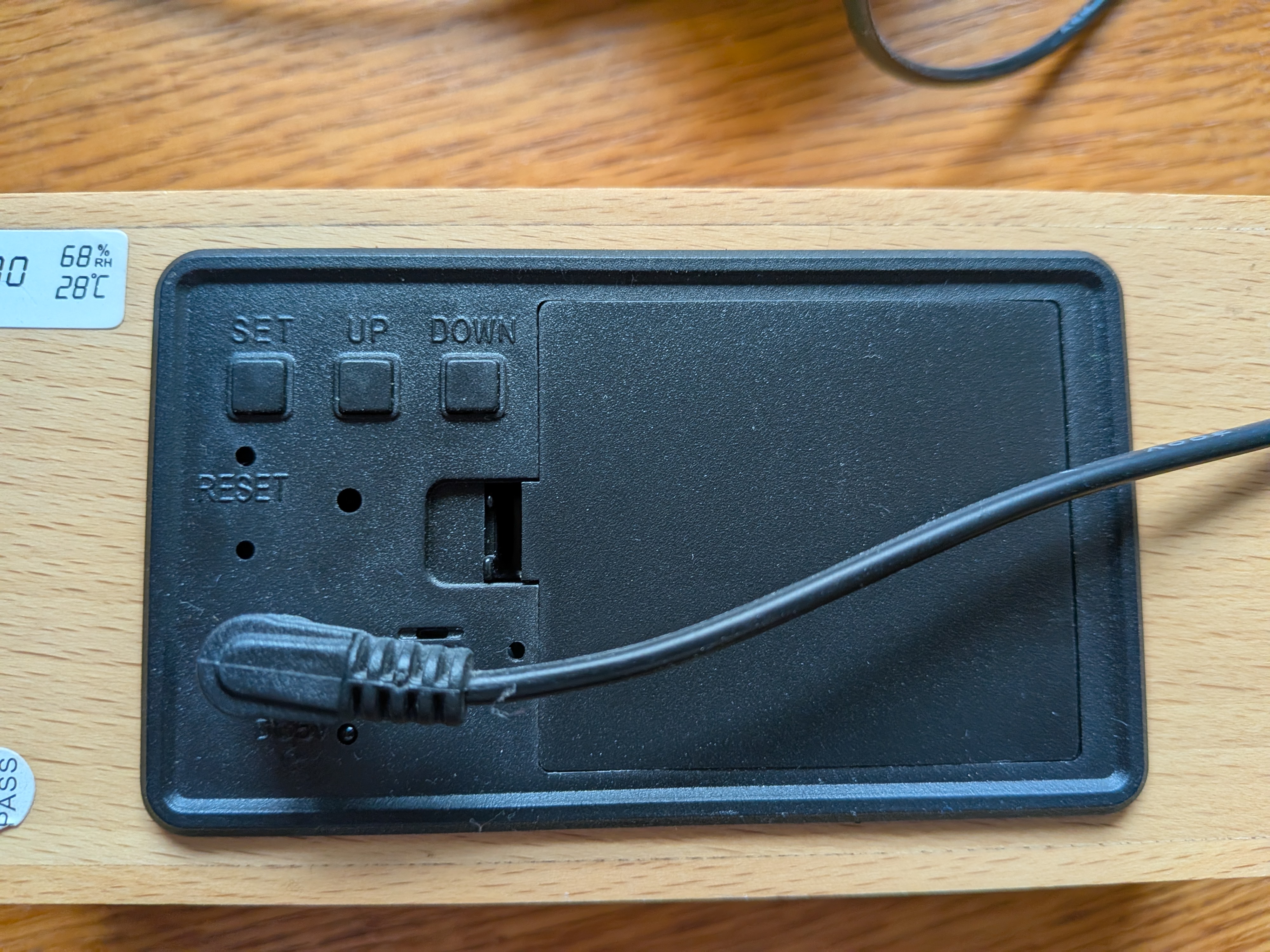 Wood-Look LED Desk Clock with Temperature and Humidity Display