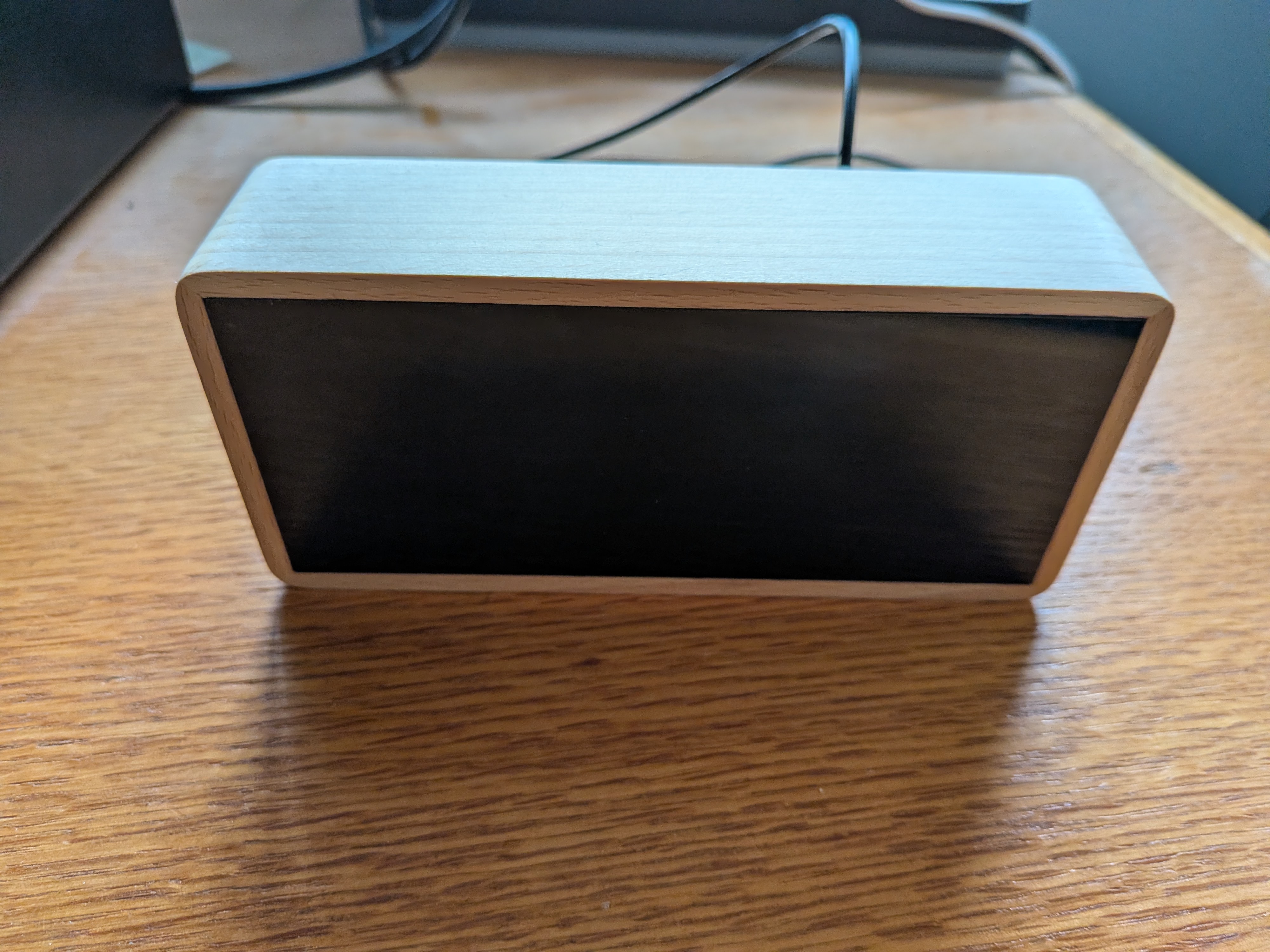 Wood-Look LED Desk Clock with Temperature and Humidity Display